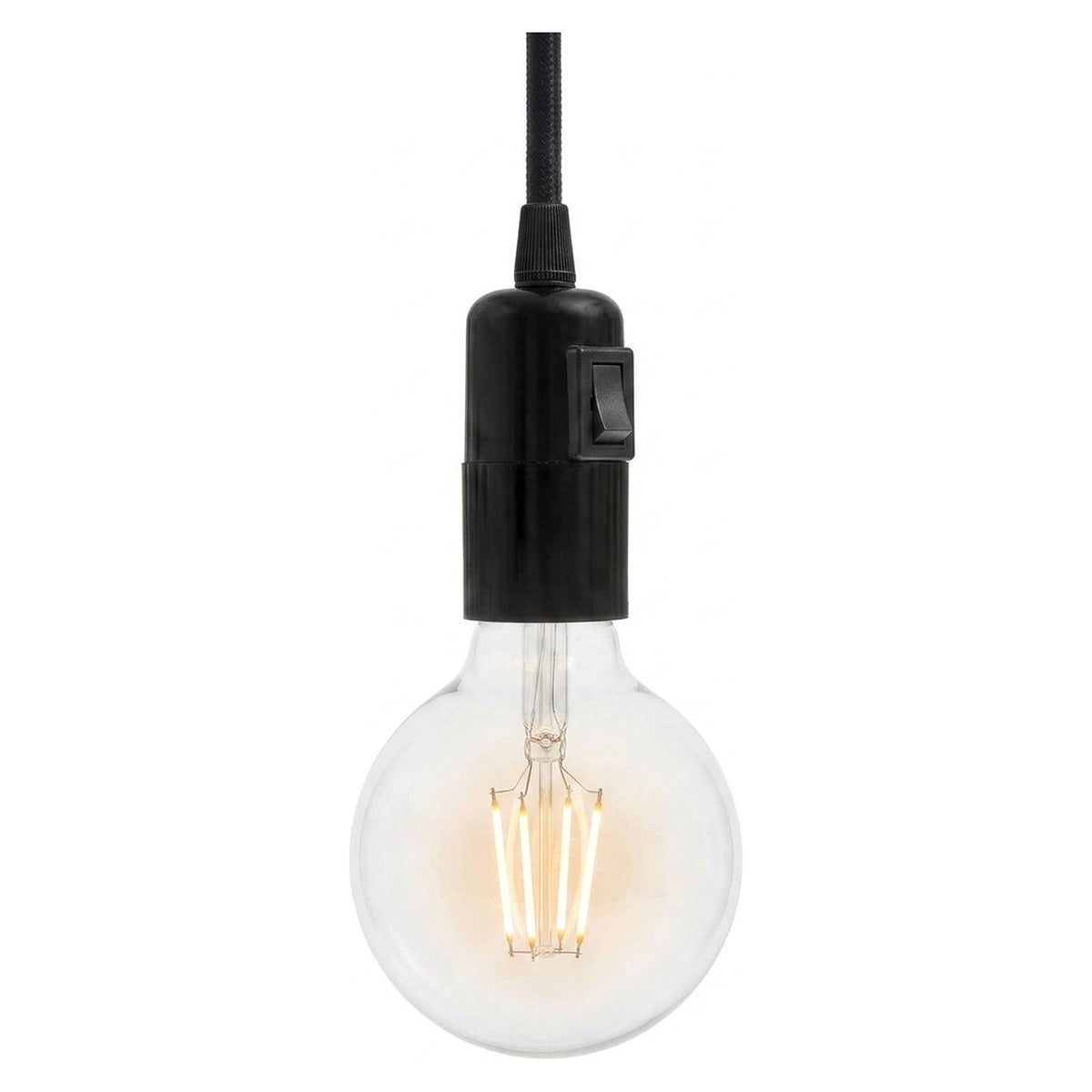Casquilho E27 em baquelite com interruptor — Preto