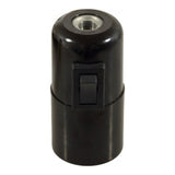 Casquilho E27 em baquelite com interruptor — Preto