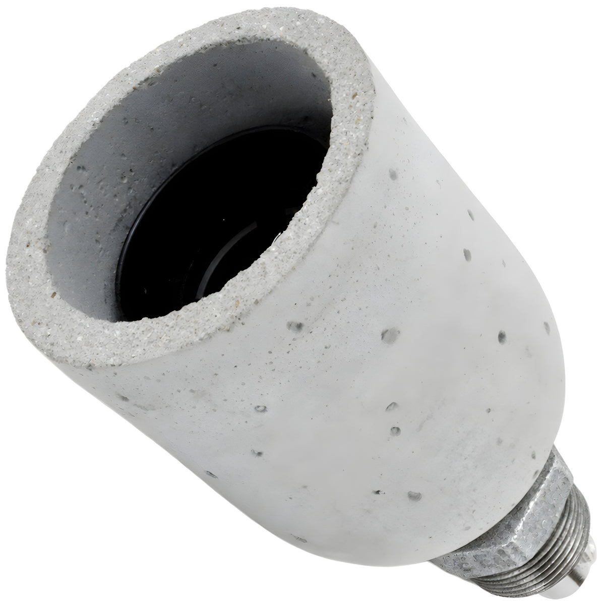 Kit de casquilho E27 em betão cinzento-claro sobre acessório macho em ferro fundido galvanizado