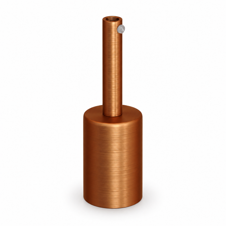 Kit de casquilho E27 cilíndrico em metal — prensa-cabo de 7 cm — acabamento cobre acetinado — vista 1
