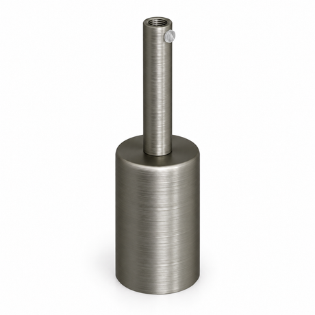 Kit de casquilho E27 cilíndrico em metal — prensa-cabo de 7 cm — acabamento titânio acetinado — vista 1