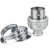 Kit de casquilho E27 em metal brilhante, Metal prateado 1/2'' (15x21mm) fêmea, acessório em ferro fundido galvanizado