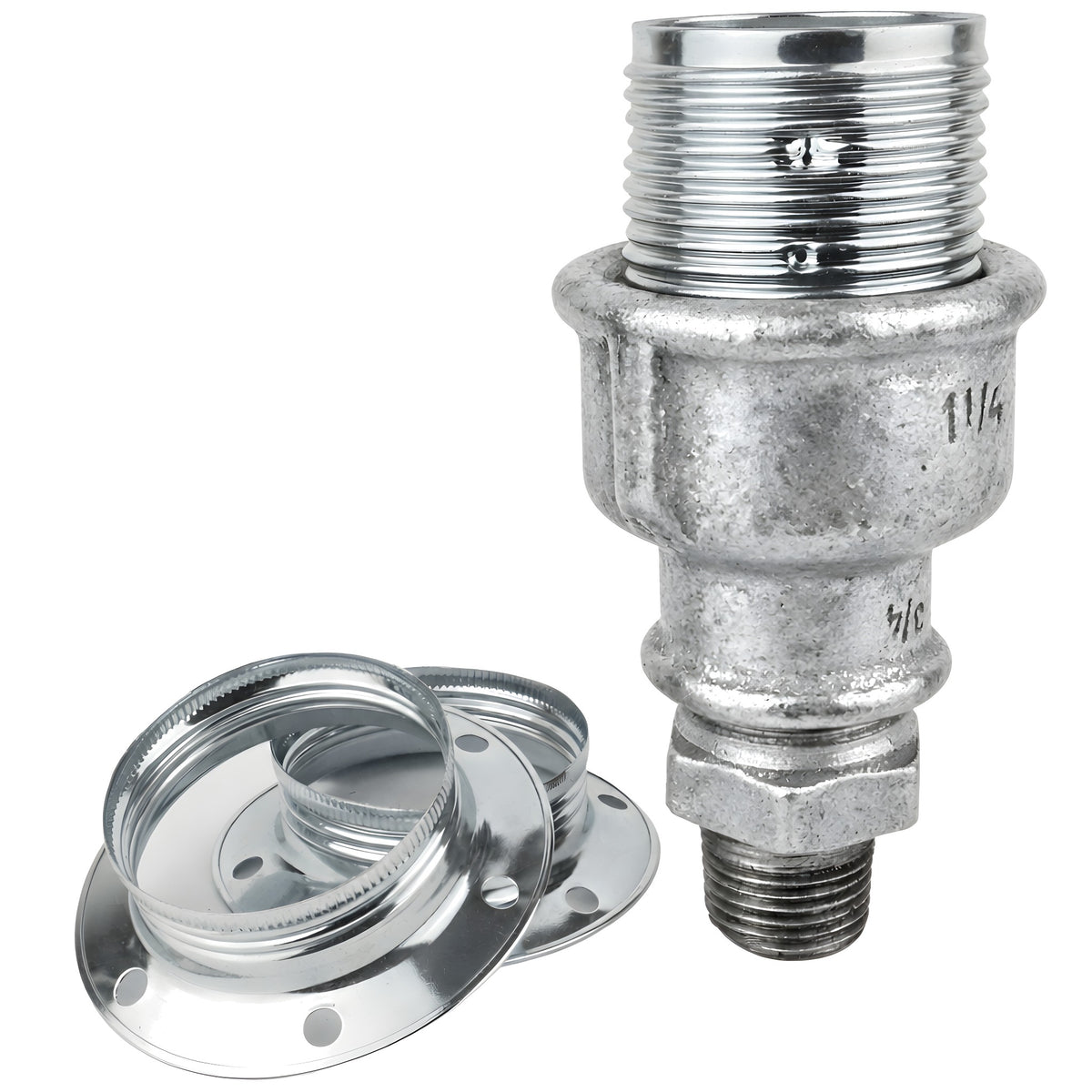 Kit de casquilho E27 em metal brilhante, Metal prateado 1/2'' (15x21mm) macho, acessório em ferro fundido galvanizado