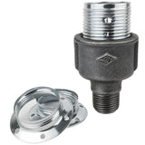 Kit de casquilho E27 em metal brilhante prateado sobre acessório 1/2'' (15x21mm) macho em ferro fundido preto económico