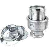 Kit de casquilho E27 em metal brilhante, Metal prateado, rosca fêmea, acessório em ferro fundido galvanizado