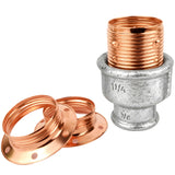 Kit de casquilho E27 em metal brilhante, Metal cobre, rosca fêmea, acessório em ferro fundido galvanizado