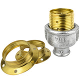 Kit de casquilho E27 em metal brilhante, Metal latão 1/2'' (15x21mm) fêmea, acessório em ferro fundido galvanizado