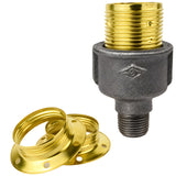 Kit de casquilho E27 em metal brilhante latão sobre acessório 1/2'' (15x21mm) macho em ferro fundido preto económico