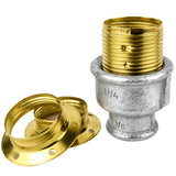 Kit de casquilho E27 em metal brilhante, Metal latão, rosca fêmea, acessório em ferro fundido galvanizado
