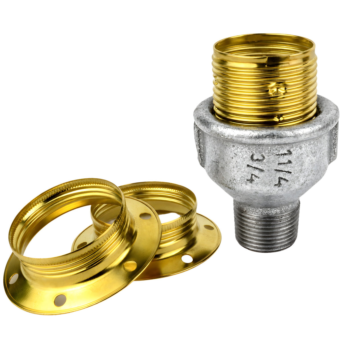Kit de casquilho E27 em metal brilhante, Metal latão, rosca macho, acessório em ferro fundido galvanizado