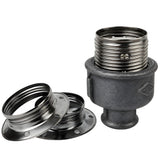 Kit de casquilho E27 em metal brilhante preto sobre acessório 1/2'' (15x21mm) fêmea em ferro fundido preto económico