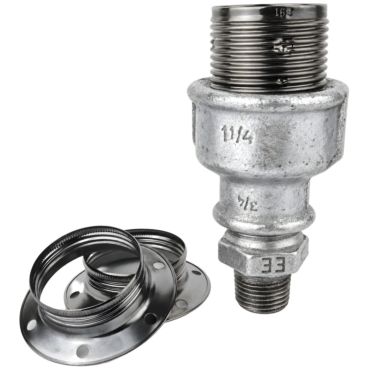 Kit de casquilho E27 em metal brilhante, Metal preto 1/2'' (15x21mm) macho, acessório em ferro fundido galvanizado