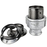 Kit de casquilho E27 em metal brilhante, Metal preto, rosca fêmea, acessório em ferro fundido galvanizado