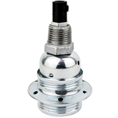 Kit de casquilho E27 em metal brilhante prateado sobre acessório 1/2'' (15x21mm) macho em ferro fundido galvanizado
