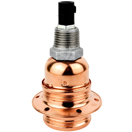 Kit de casquilho E27 em metal brilhante cobre sobre acessório 1/2'' (15x21mm) macho em ferro fundido galvanizado