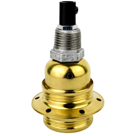 Kit de casquilho E27 em metal brilhante latão sobre acessório 1/2'' (15x21mm) macho em ferro fundido galvanizado