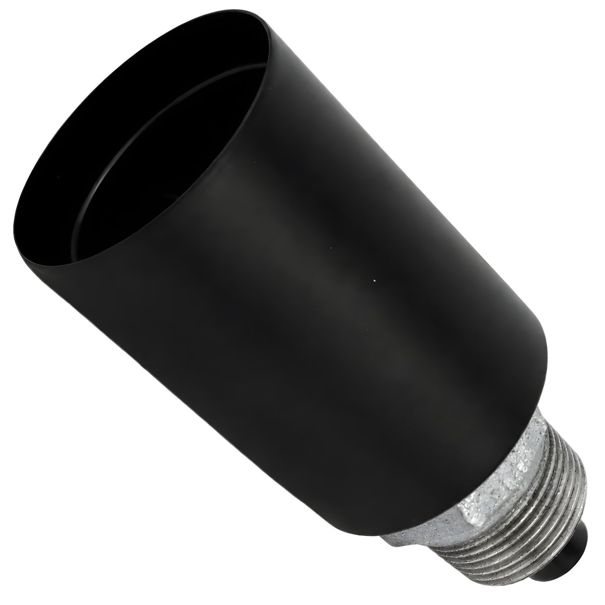 Kit de casquilho E27 em metal liso preto sobre acessório macho em ferro fundido galvanizado