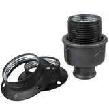 Kit de casquilho E27 em metal mate cinzento sobre acessório 1/2'' (15x21mm) fêmea em ferro fundido preto económico