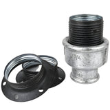 Kit de casquilho E27 em metal mate cinzento sobre acessório fêmea em ferro fundido galvanizado