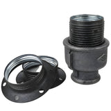 Kit de casquilho E27 em metal mate cinzento sobre acessório fêmea em ferro fundido preto económico