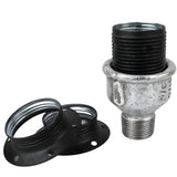 Kit de casquilho E27 em metal mate cinzento sobre acessório macho em ferro fundido galvanizado