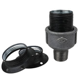 Kit de casquilho E27 em metal mate cinzento sobre acessório macho em ferro fundido preto económico