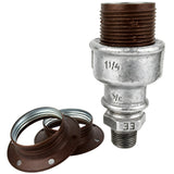 Kit de casquilho E27 em metal mate ferrugem sobre acessório 1/2'' (15x21mm) macho em ferro fundido galvanizado