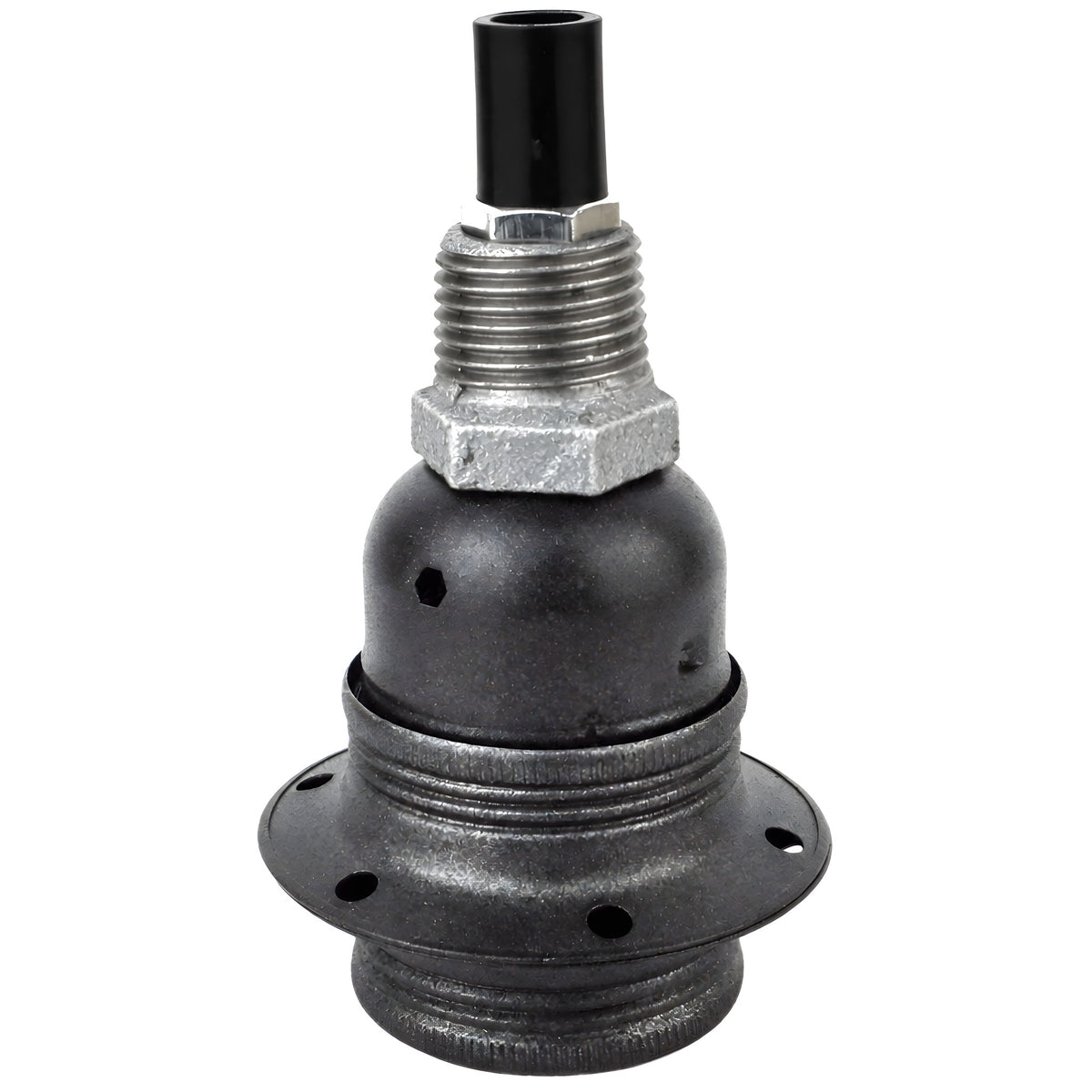 Kit de casquilho E27 em metal mate cinzento sobre acessório 1/2'' (15x21mm) macho em ferro fundido galvanizado