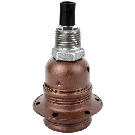 Kit de casquilho E27 em metal mate ferrugem sobre acessório 1/2'' (15x21mm) macho em ferro fundido galvanizado