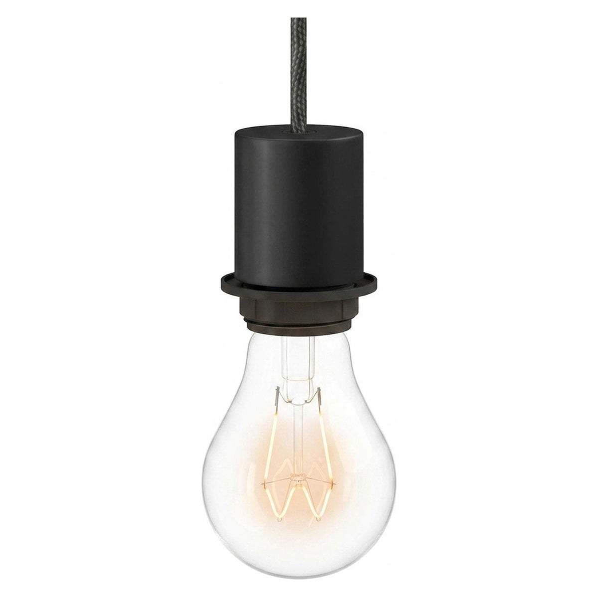 Casquilho E27 semirroscado em metal — Preto
