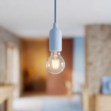 Casquilho E27 em silicone com interruptor — Azul céu