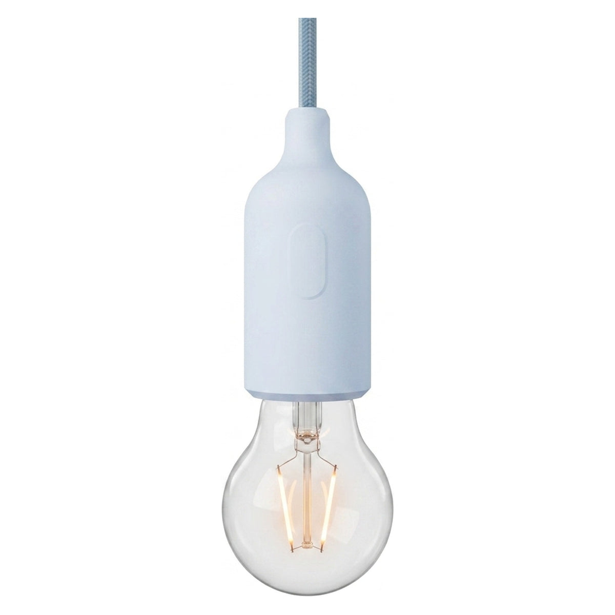 Casquilho E27 em silicone com interruptor — Azul céu
