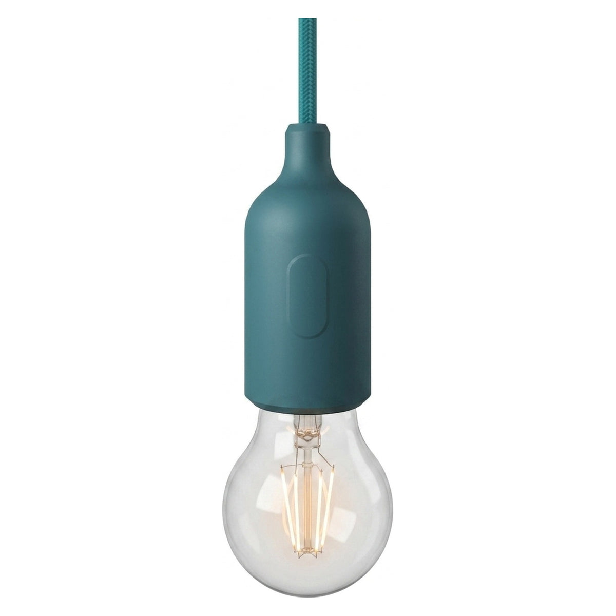 Casquilho E27 em silicone com interruptor — Azul petróleo