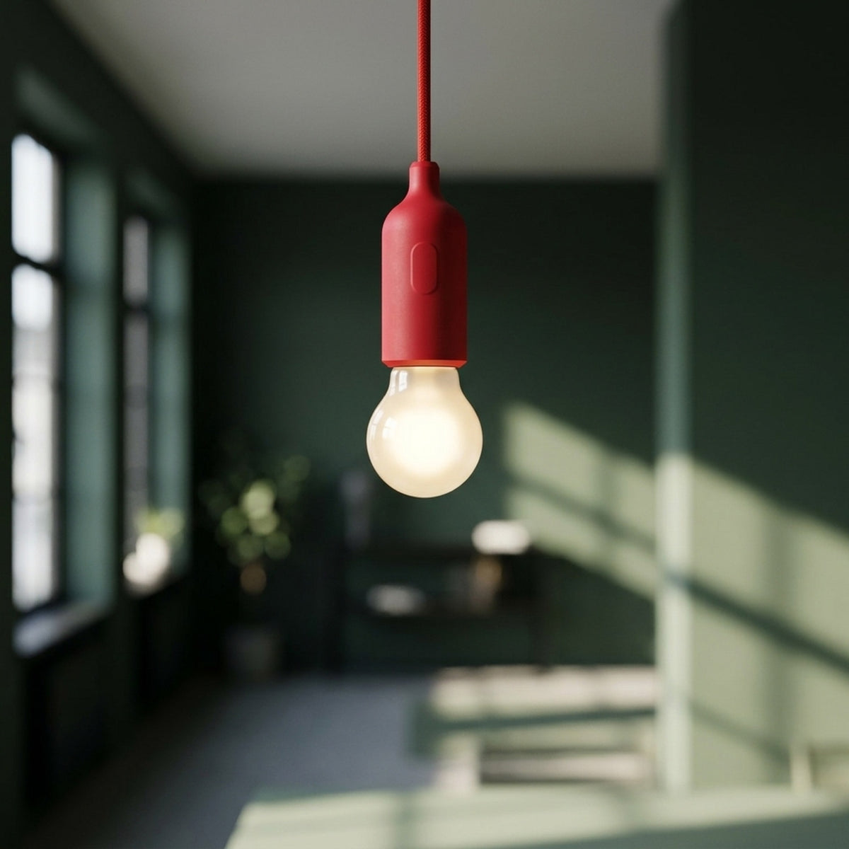 Casquilho E27 em silicone com interruptor — Vermelho