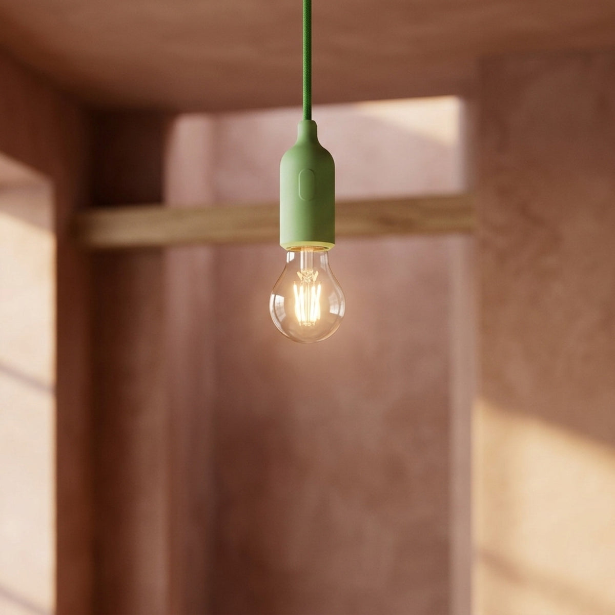 Casquilho E27 em silicone com interruptor — Verde relva