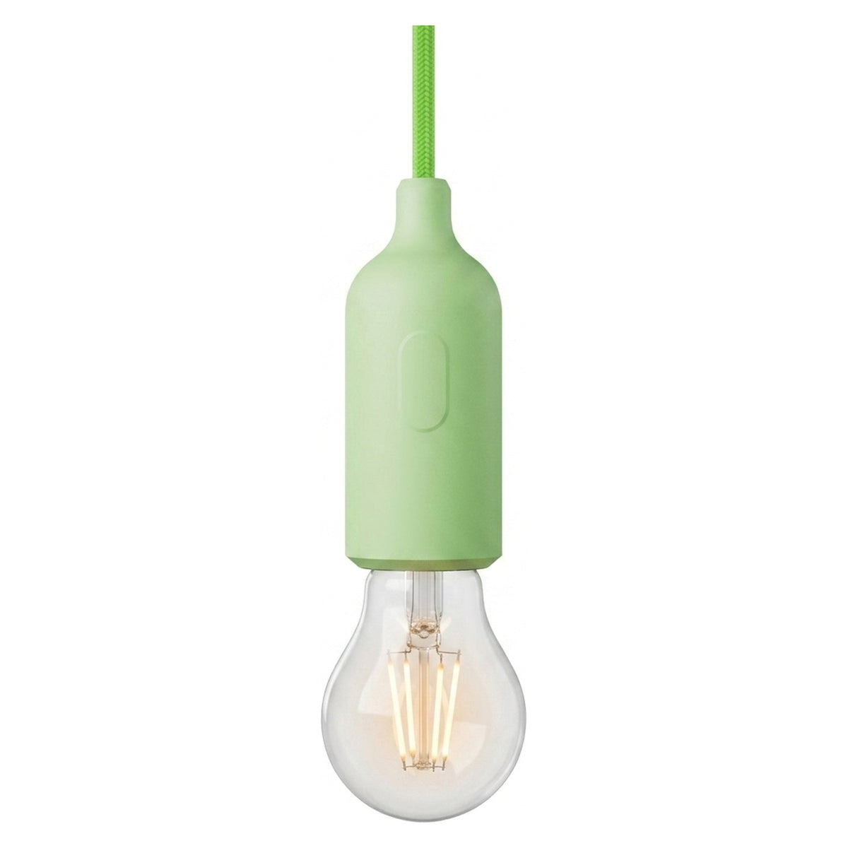 Casquilho E27 em silicone com interruptor — Verde relva