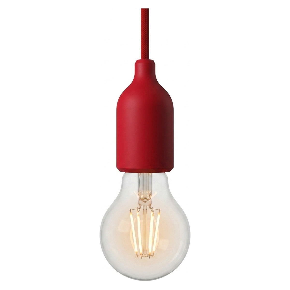 Casquilho E27 em silicone com prensa-cabo oculto — Vermelho