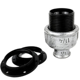 Kit de casquilho E27 em baquelite sobre acessório 1/2'' (15x21mm) fêmea em ferro fundido galvanizado