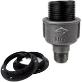Kit de casquilho E27 em baquelite sobre acessório 1/2'' (15x21mm) macho em ferro fundido preto económico