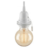 Casquilho E27 termoplástico anel duplo, interruptor de puxar — Branco