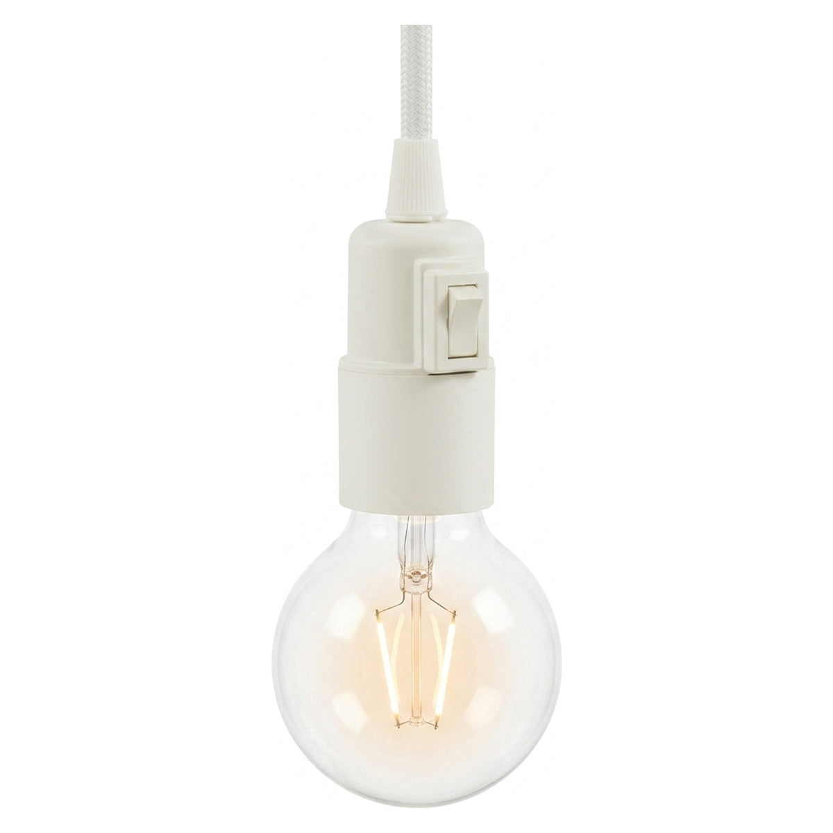 Casquilho E27 em termoplástico com interruptor — Branco