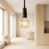 Casquilho E27 em termoplástico com interruptor — Preto