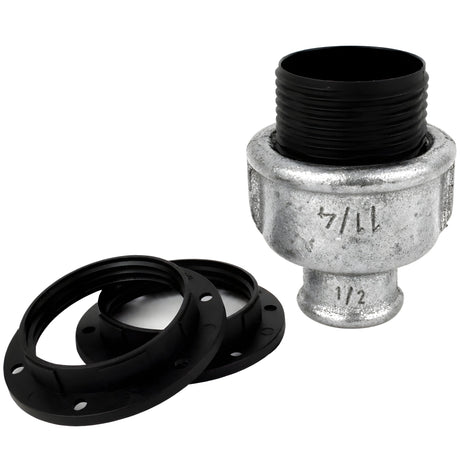 Kit de casquilho E27 em termoplástico sobre acessório 1/2'' (15x21mm) fêmea em ferro fundido galvanizado