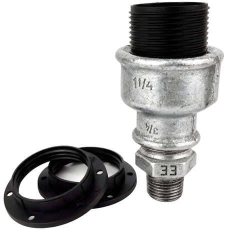 Kit de casquilho E27 em termoplástico sobre acessório 1/2'' (15x21mm) macho em ferro fundido galvanizado
