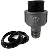 Kit de casquilho E27 em termoplástico sobre acessório 1/2'' (15x21mm) macho em ferro fundido preto económico