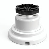 Kit comutador de escada em porcelana com botão e base — Branco / Preto / Plana Ø 100 mm