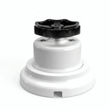 Kit comutador de escada em porcelana com botão e base — Branco / Preto / Plana Ø 100 mm