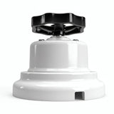 Kit comutador de escada em porcelana com botão e base — Branco / Preto / Plana Ø 100 mm