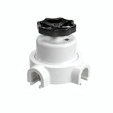 Kit comutador de escada em porcelana com botão e base — Branco / Preto / 2 saídas