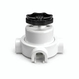 Kit comutador de escada em porcelana com botão e base — Branco / Preto / 3 saídas